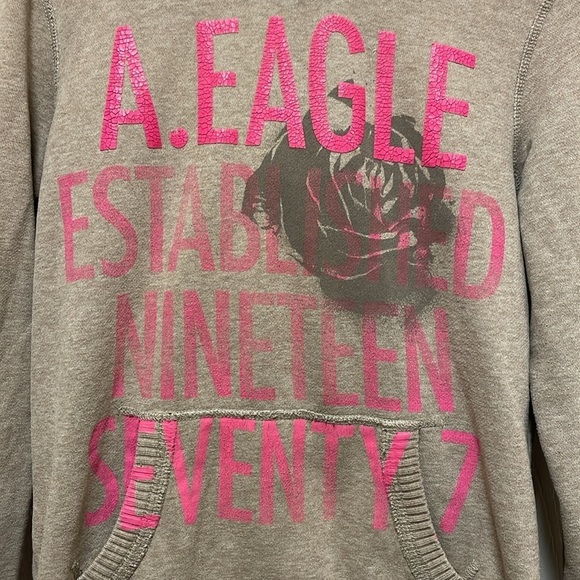 AMERICAN EAGLE | Graphic | Hooded | Long Sleeve | Brown/Pink |Sweatshirt |Size M - Picture 3 of 14